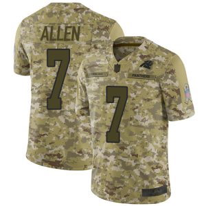 Nike Carolina Panthers No7 Kyle Allen Olive Men's Stitched NFL Limited 2017 Salute To Service Jersey