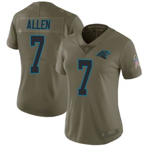 Nike Carolina Panthers No7 Kyle Allen Olive Women's Stitched NFL Limited 2017 Salute to Service Jersey